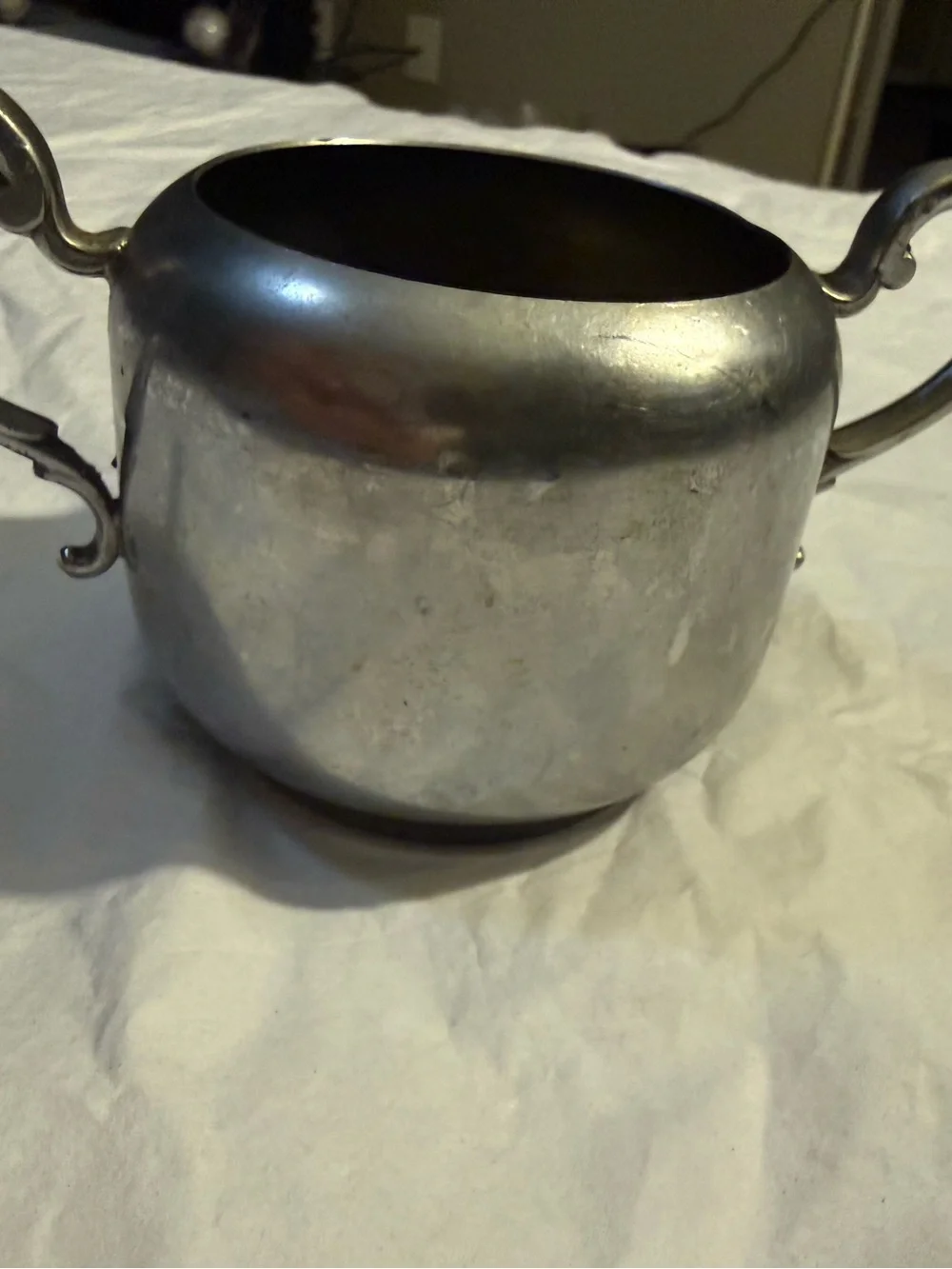 Vintage Double-Handled Sugar Bowl - Silver Tone